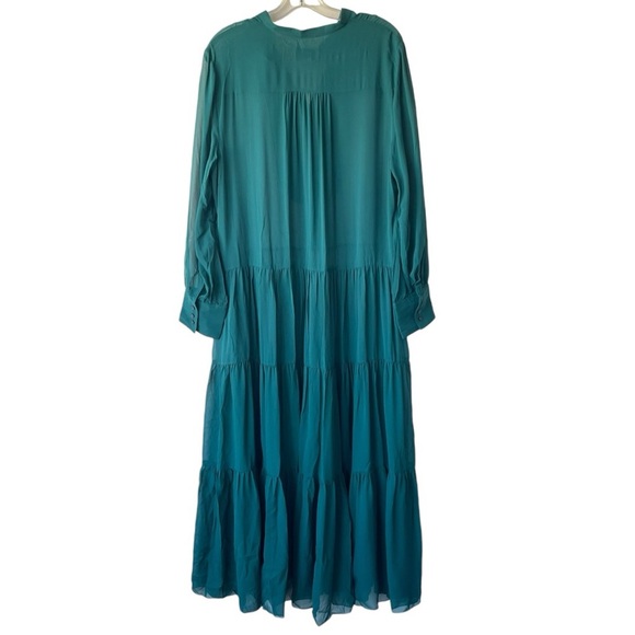 J.CREW Tuxedo Dress Oversized Langenlook 100% Silk Green Size 16 - Picture 5 of 13